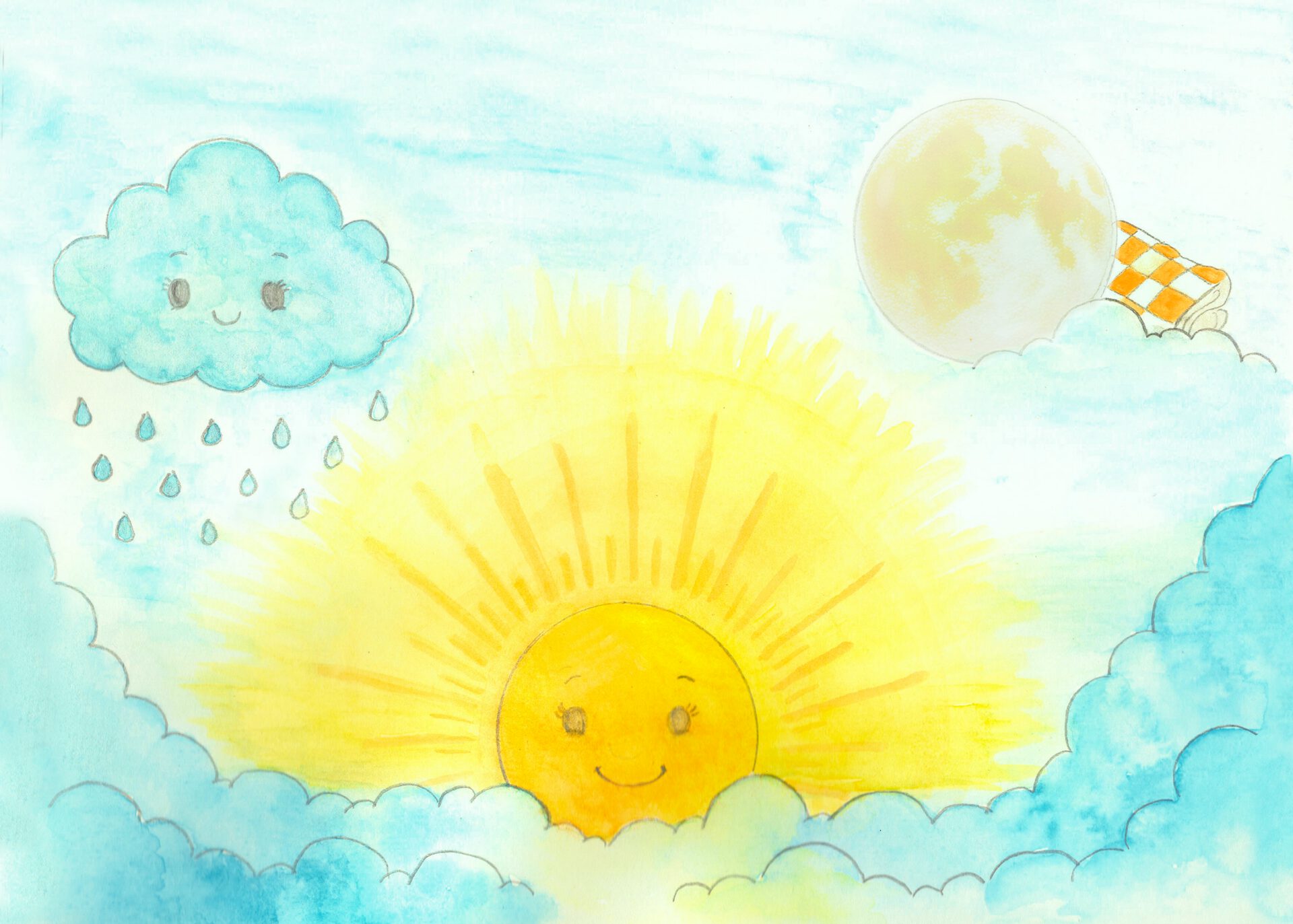 Aufgehende Sonne über den Wolken