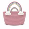 Picknickkorb aus Baumwollseil mit Regenbogen-Griffen - Thumbnail Image 3