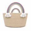 Picknickkorb aus Baumwollseil mit Regenbogen-Griffen - Thumbnail Image 1